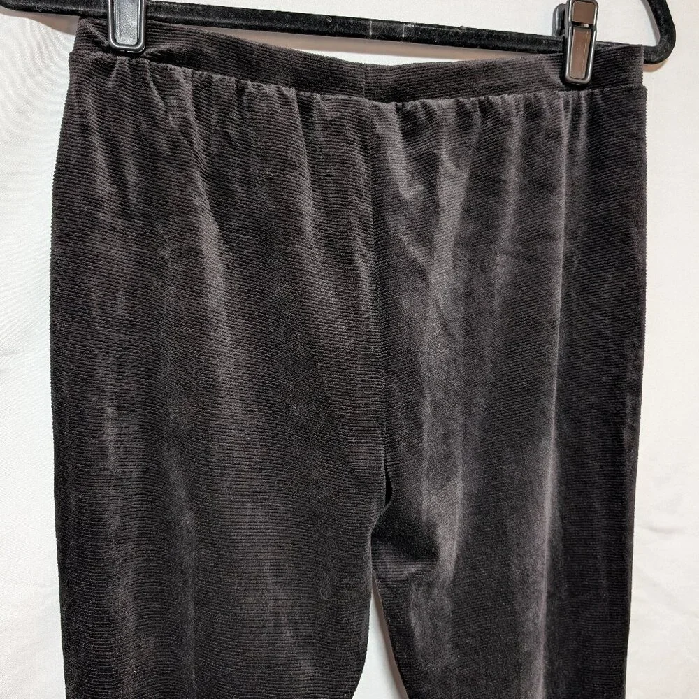 BearPaw‎ Black Velour Corduroy Slim Ankle Lounge Stretch Pants Women's Medium